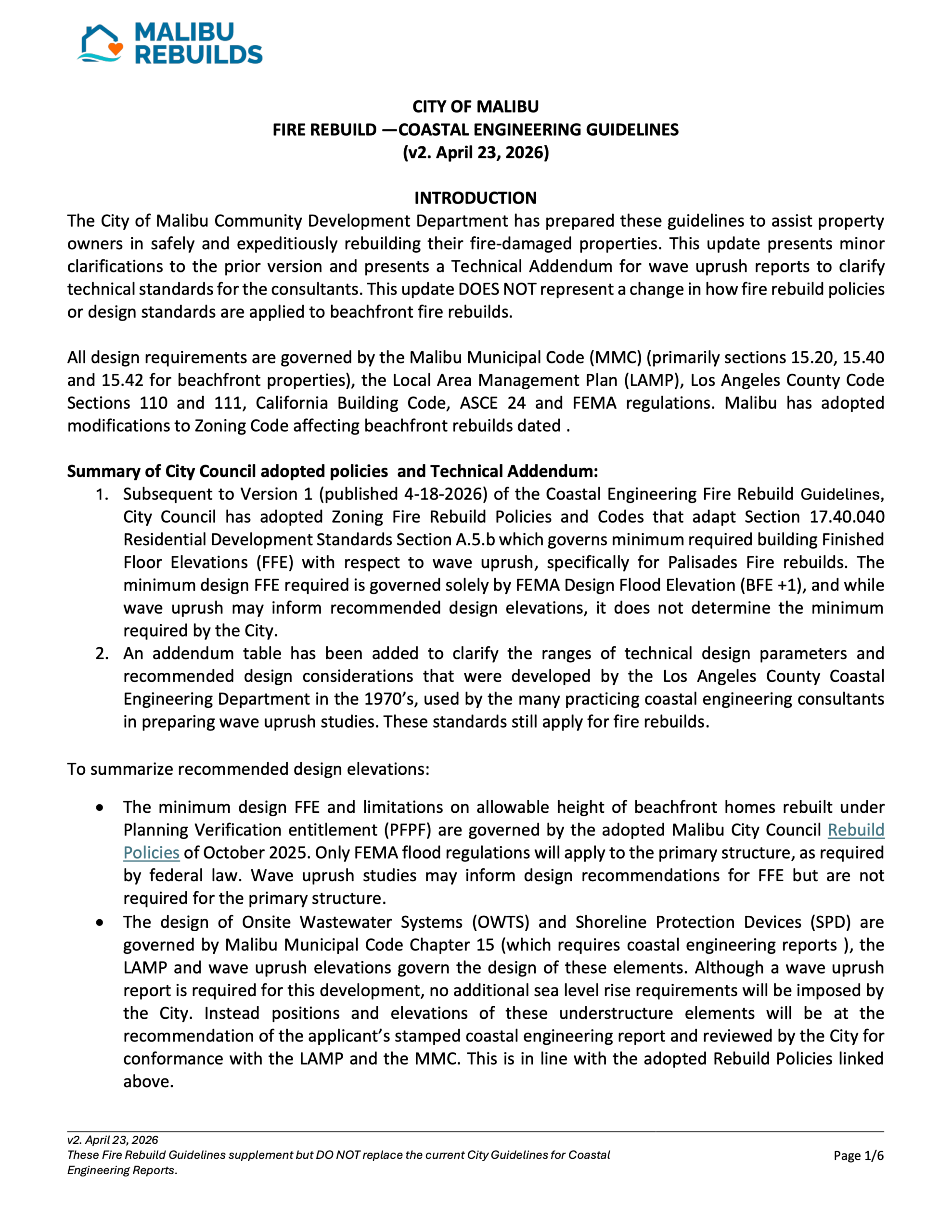Coastal Engineering Guidelines